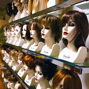 The wig room at American Hairlines, Bethlehem